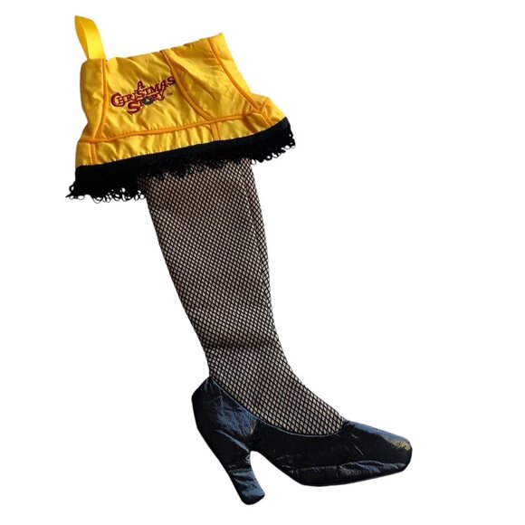 Vtg A Christmas Story Yellow Leg Lamp Fishnet Stocking Black Heel 19.5" - Picture 1 of 5